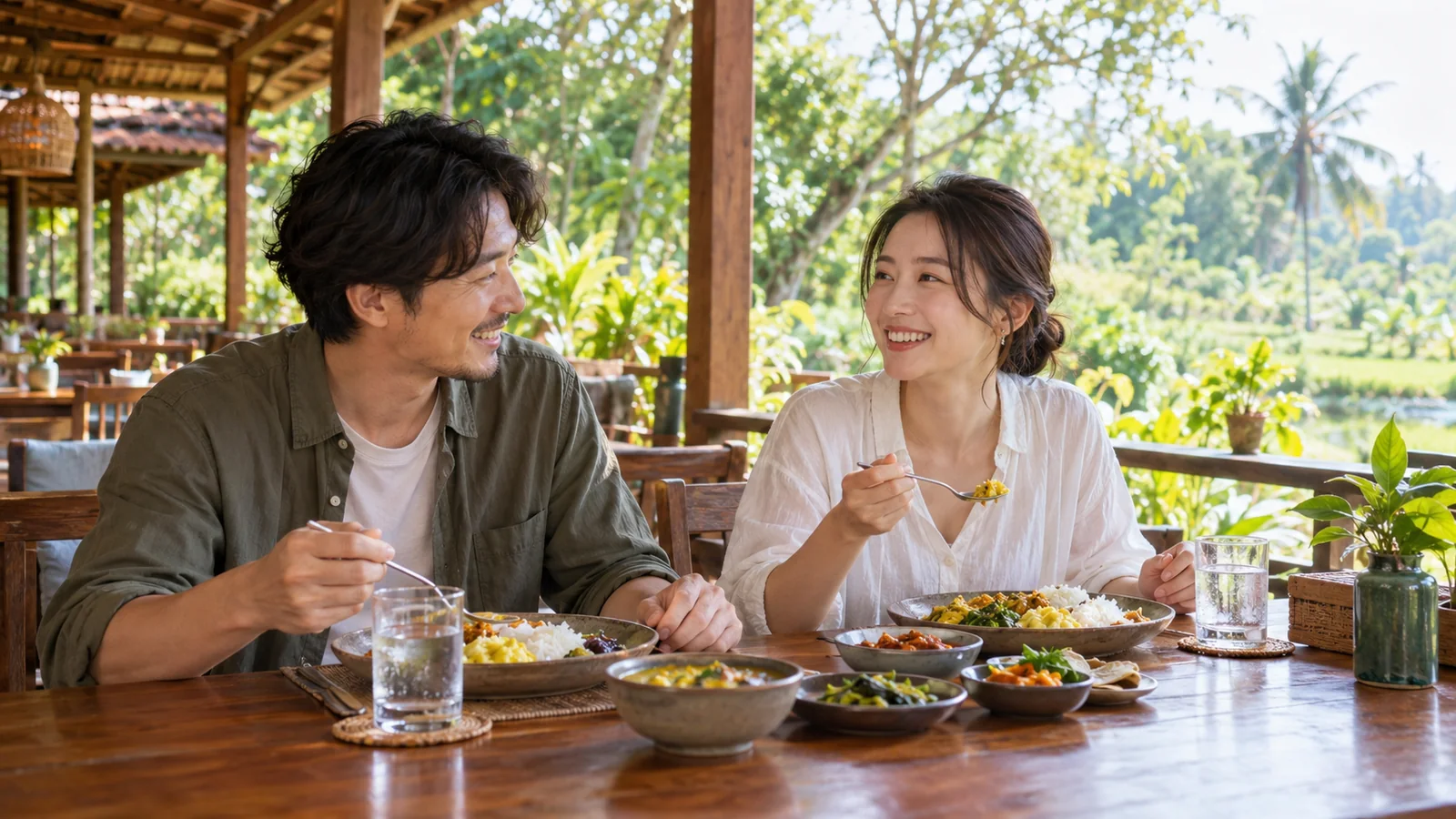 シーギリヤ観光の後に昼食と休憩を取る旅行のイメージ（生成画像）